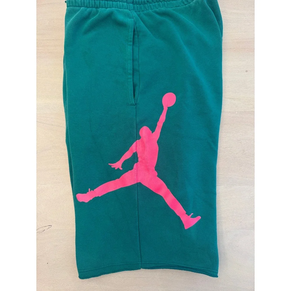 Jordan Jumpman Fleece Shorts Men's M Green Pink Big Logo Sweat Shorts M